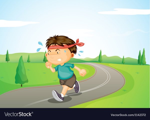 Мальчик бежит по дороге