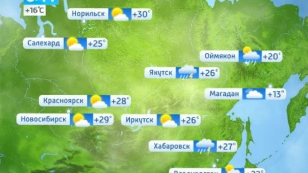 Карта прогноза погоды России