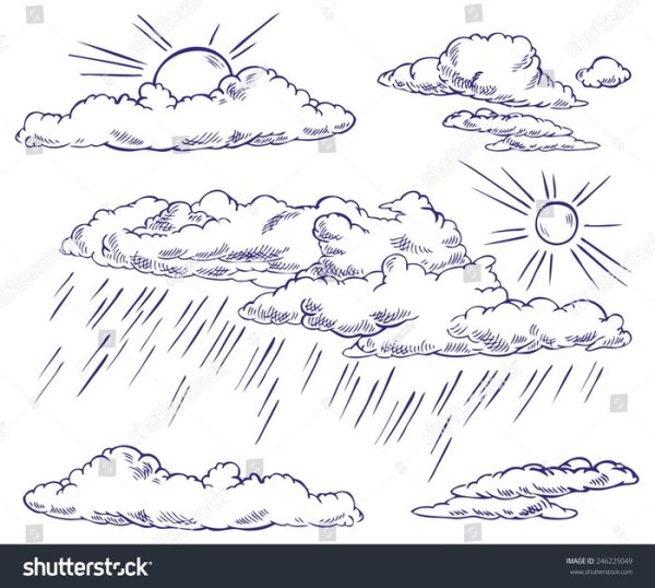 Облака рисунок карандашом