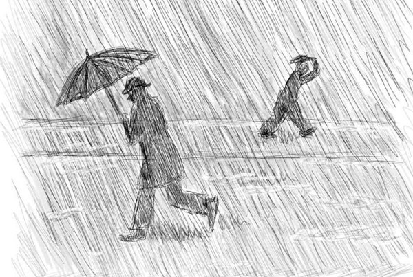 Дождь рисунок карандашом