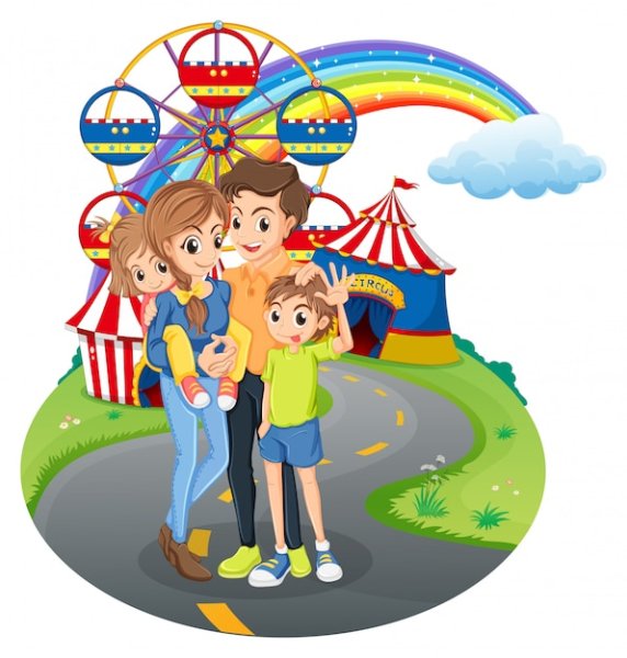 Семья в парке рисунок