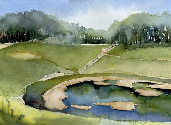 Лесные озёра аквварелью