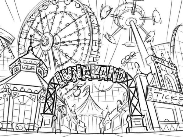 Раскраска парк аттракционов