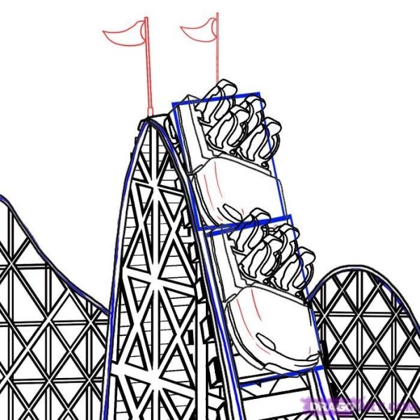 Парк аттракционов карандашом