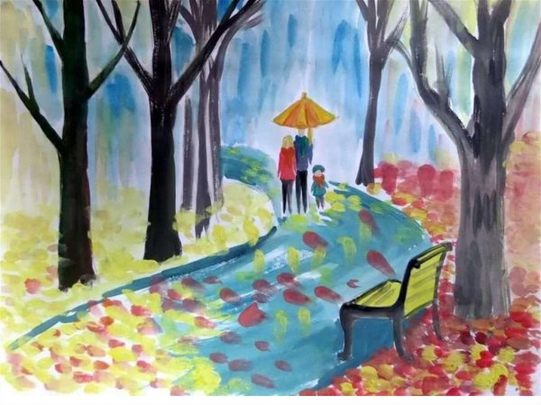 Рисование осенний парк