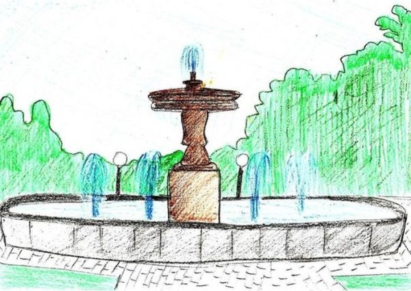 Зарисовка фонтана