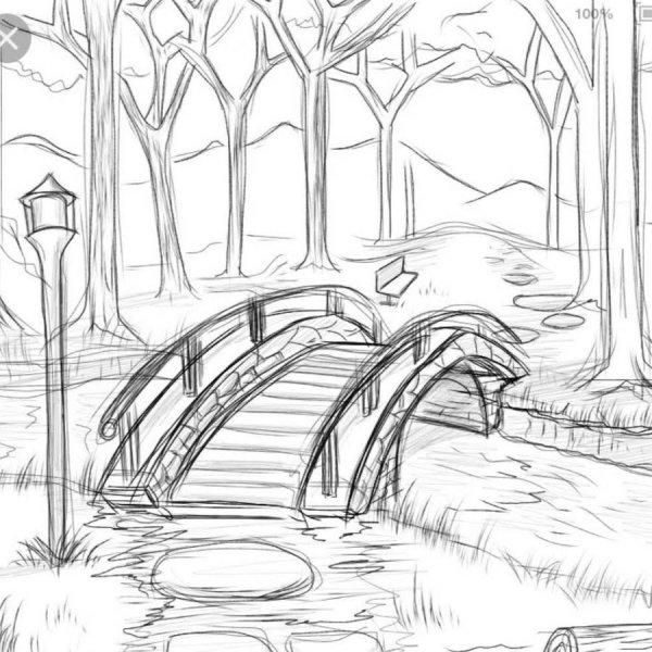 Пейзаж рисунок карандашом