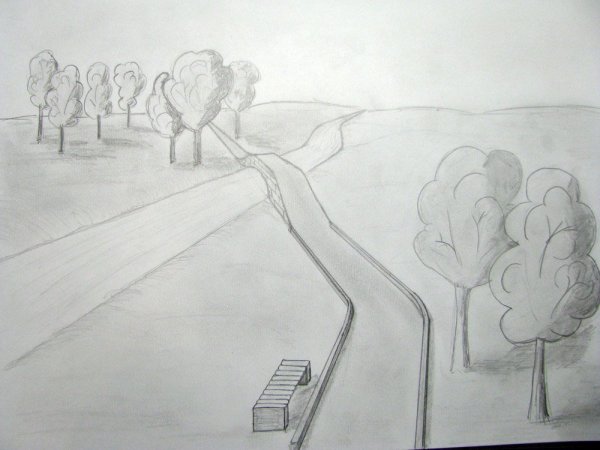 Дорога рисунок карандашом