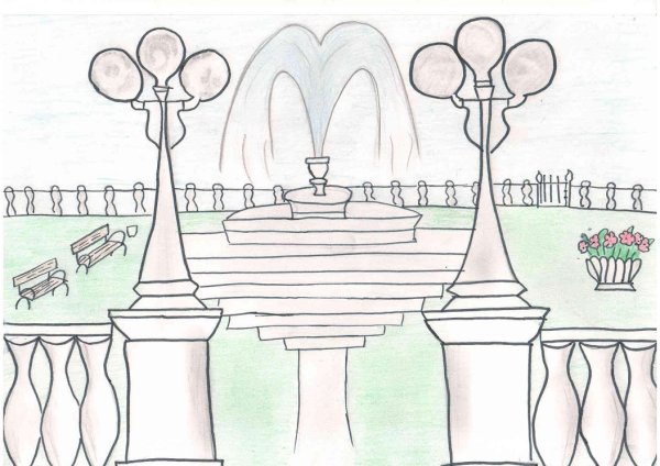 Карандашный рисунок парка