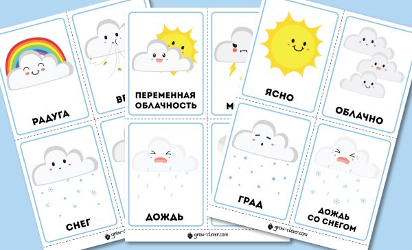 Карточки weather для детей