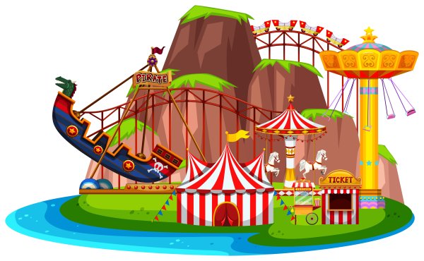 Парк аттракционов без фона