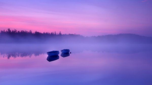 Лодка озеро туман