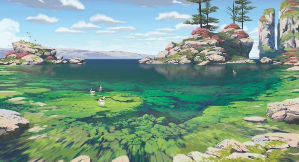 Хаяо Миядзаки лес ручей вода озеро река