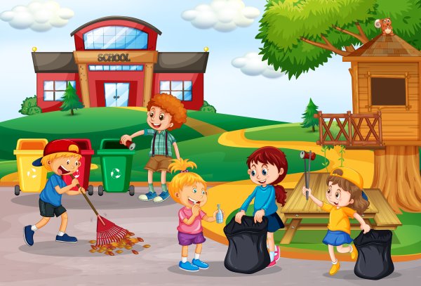 Уборка на улице мультяшный