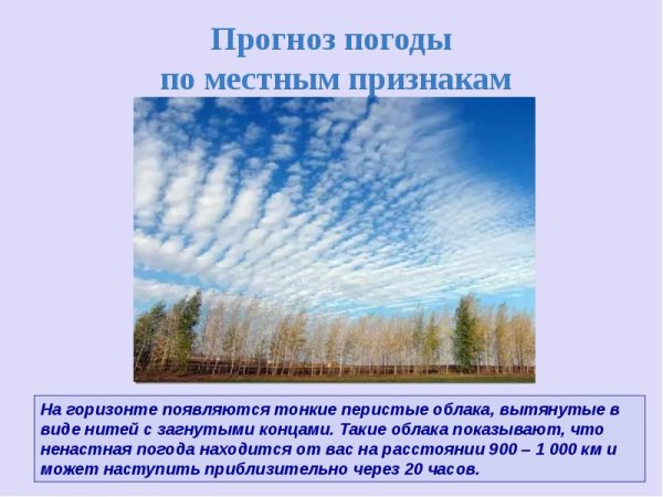 Местные признаки изменения погоды