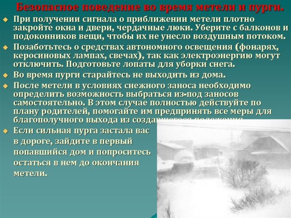 Правила поведения во время снежной бури