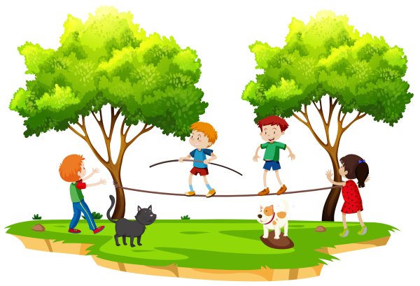 Ребенок идет по веревке