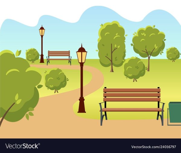 Дорожка в парке лавочка фонарь