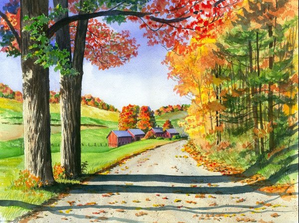 Осенний пейзаж с перспективой