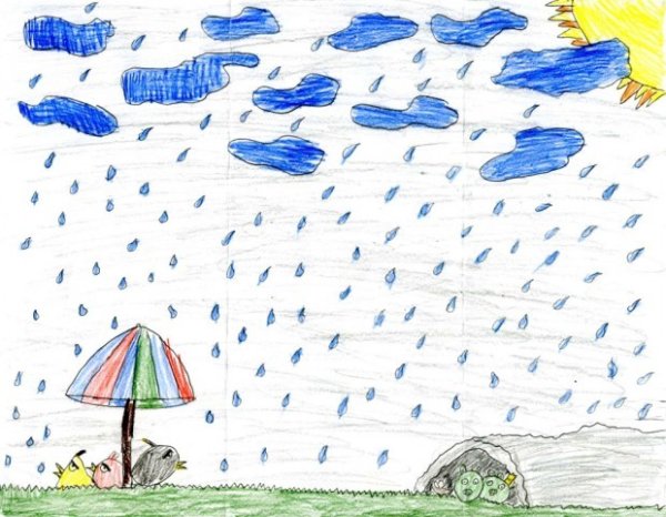 Дождливая погода рисунок 1 класс