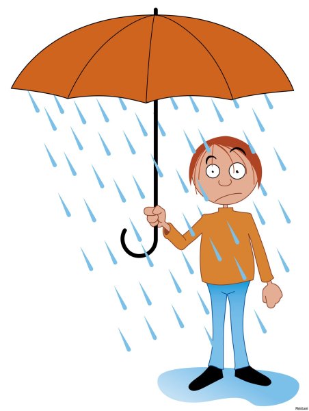 Человек под зонтом мультяшный