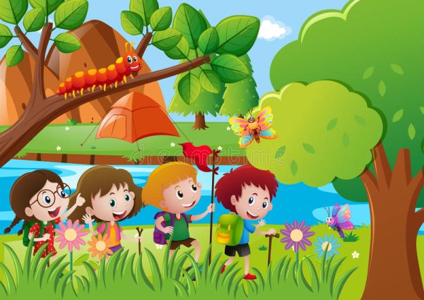 Поход в лес с детьми мультяшное