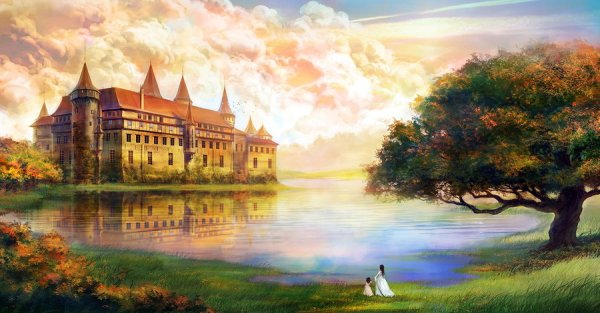 Сказочный пейзаж с замком