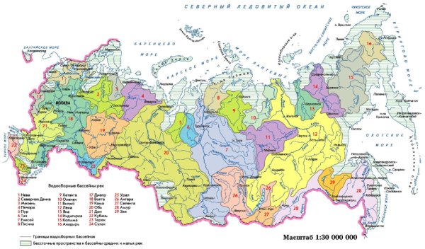Крупные реки России на карте
