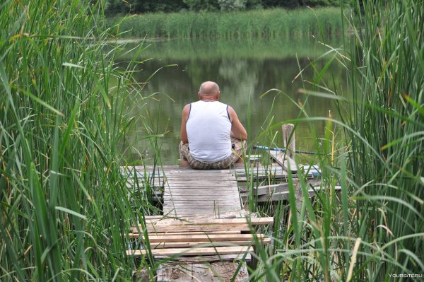 Лето в деревне на речке рыбалка