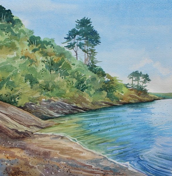 Река акварелью