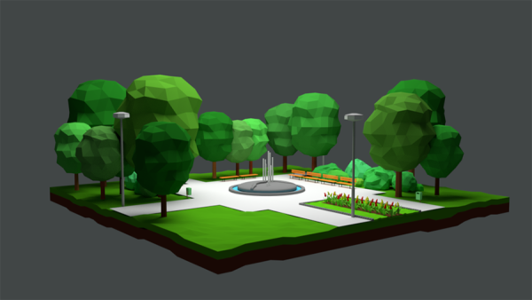 Сквер 3д модель