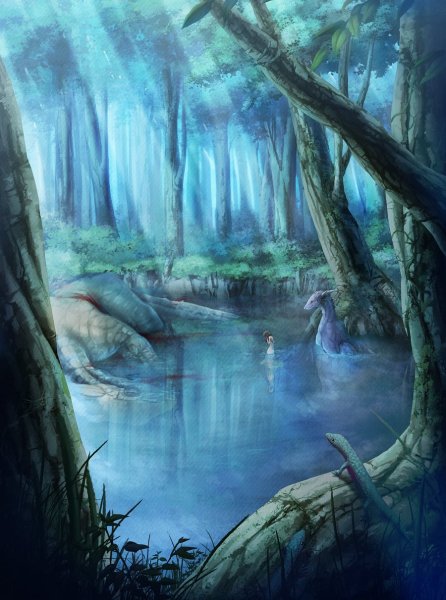 Волшебный лес с озером