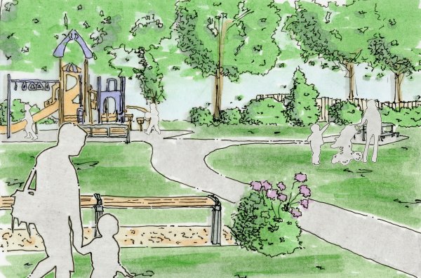 Рисунок двора и детской площадки