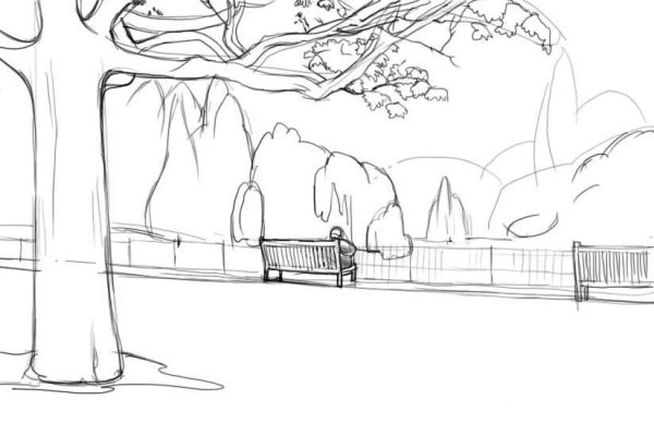 Осенний пейзаж набросок