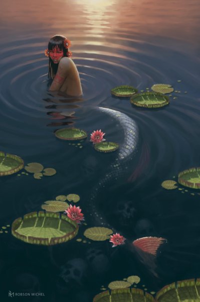 Девушка в кувшинках в воде