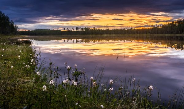 Закат лето река