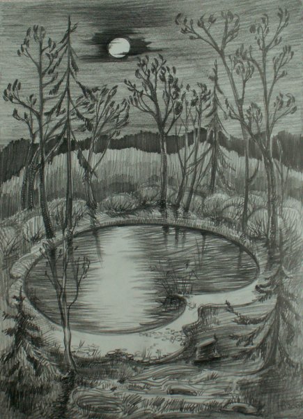 Озеро карандашом