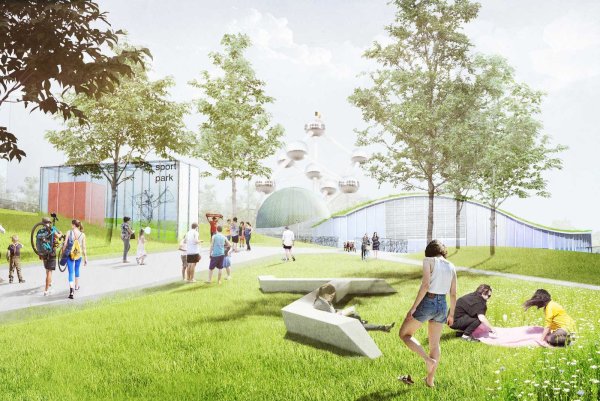 Здания в парках спортивные