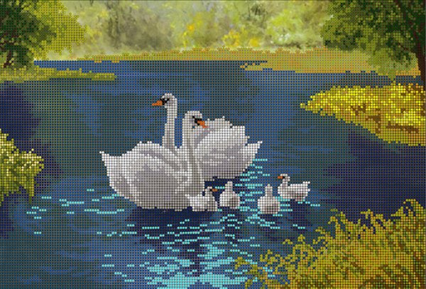 Схема вышивки лебеди