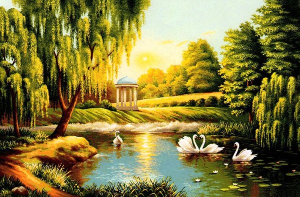 Вышивка крестом озеро