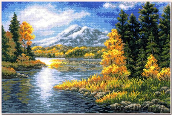 Риолис набор для вышивания крестом горное озеро 60 x 40