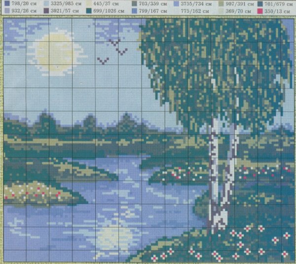 Схемы для вышивания березы