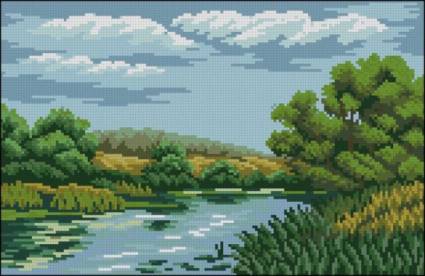 Вышивка крестом лето пейзаж