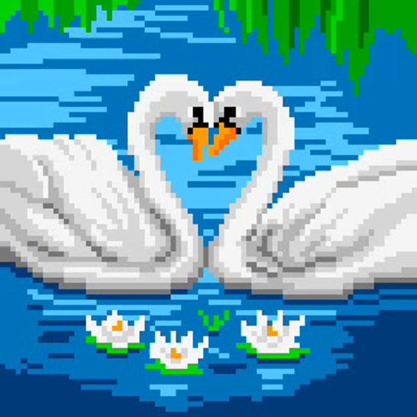 Лебеди вышитые крестом