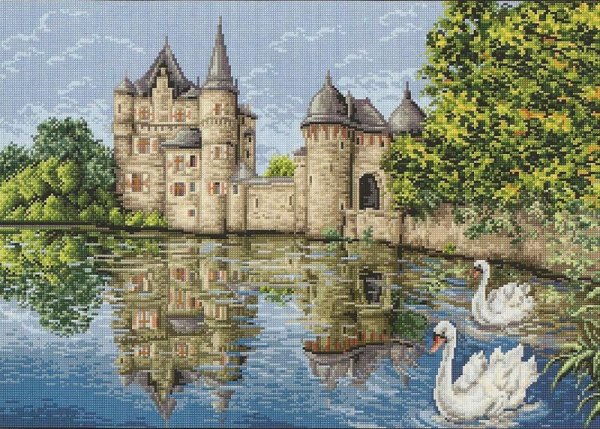 Замок пруд лебеди Нойшванштайн