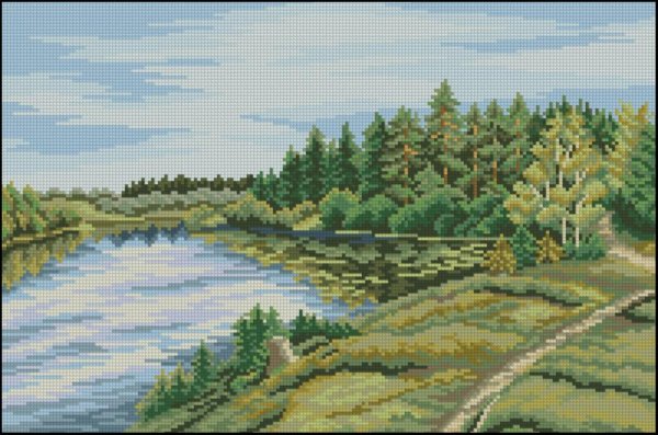 Вышивка река