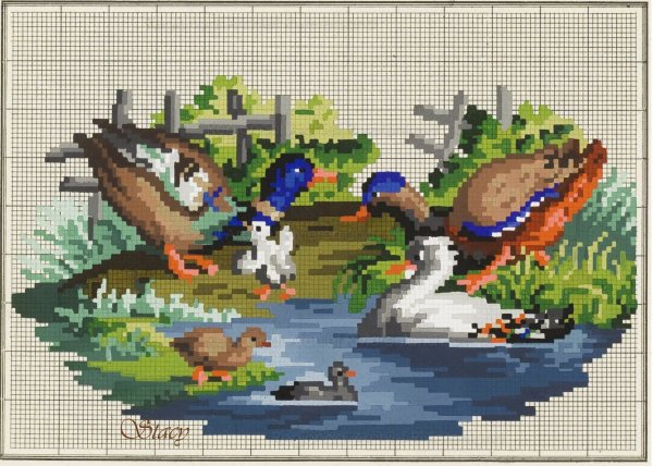 Вышивка крестиком утка