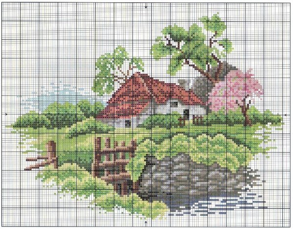 Маленькие вышивки крестиком пейзажи