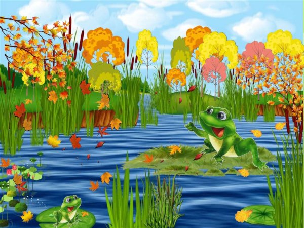 Лягушка путешественница на болоте