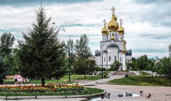 Преображенский парк Абакан маленький фонтанчик